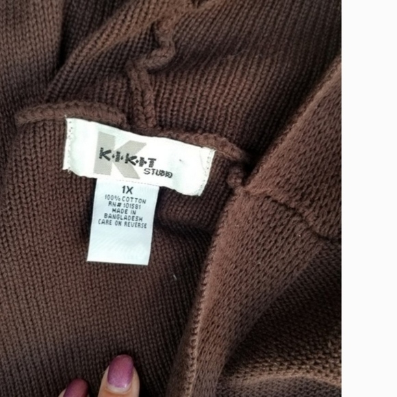Kikit Plus‎ Size Brown hooded sweater 1X - Picture 8 of 12